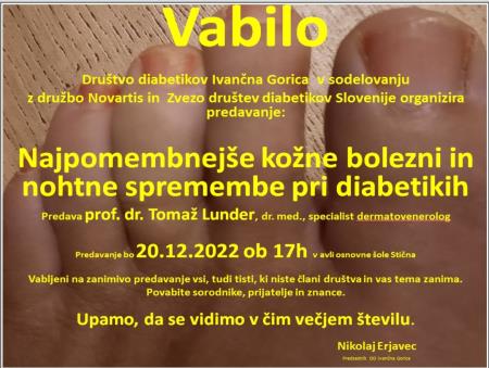 Vabilo društvo diabetikov